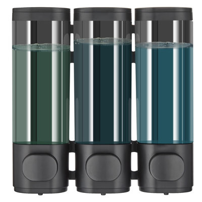 Shampoo and Conditioner Dispenser Wall Mounted Shower Soap Dispenser 3 Chamber No Drill, Shampoo Dispenser for Shower, Body Wash Dispenser for Bathroom, Large Capacity