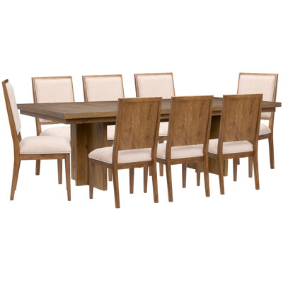 Extendable Trestle Dining Table With 8 Side Chairs