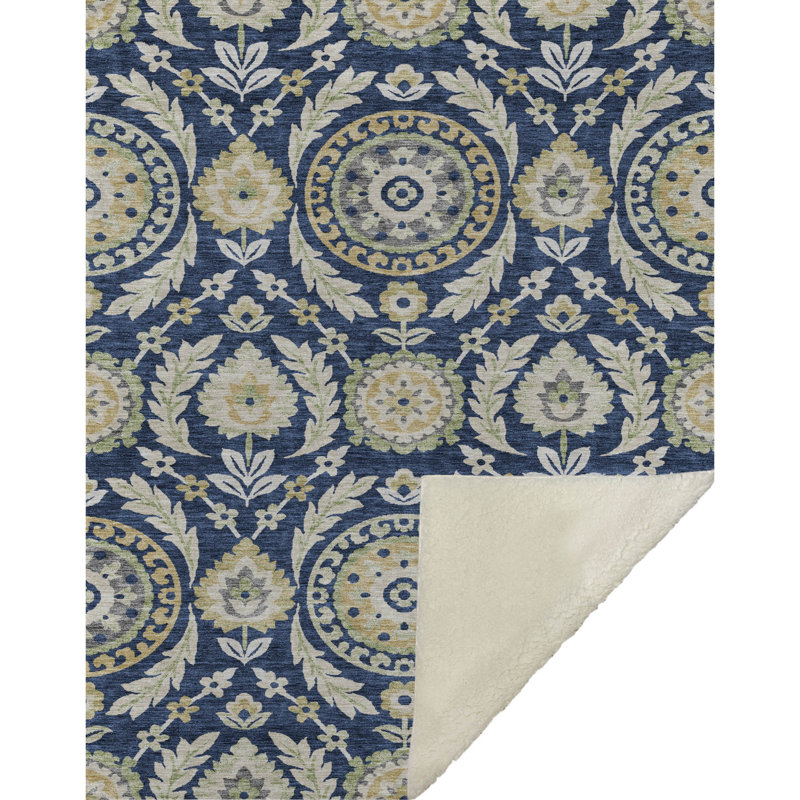 Jeté floral Sherpa ASB751 Addison, Marine