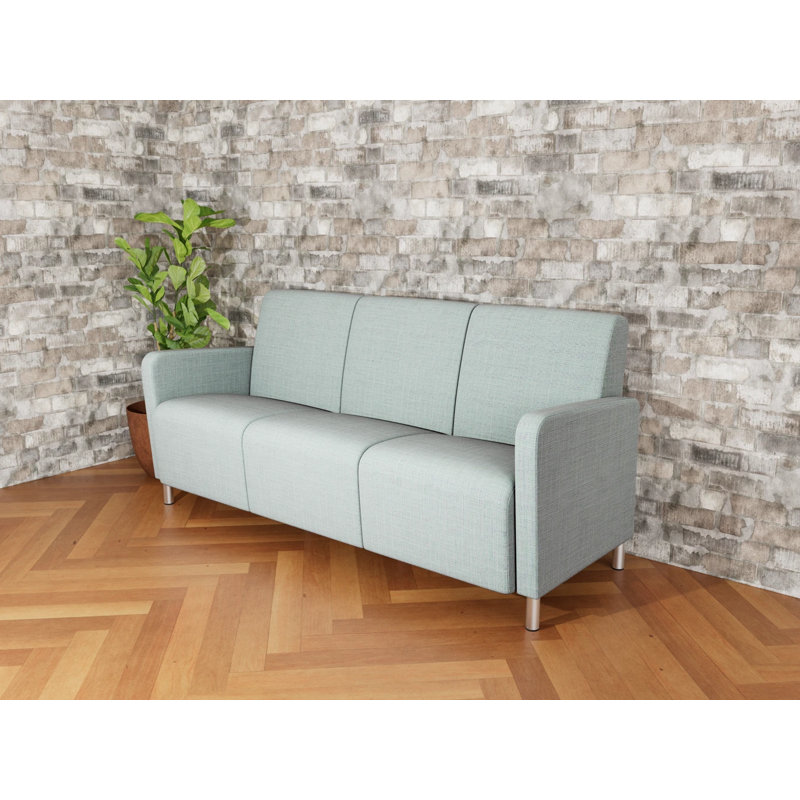 Fauteuil de réception 3 places Ravenna, Acier brossé, Chambray écume de mer