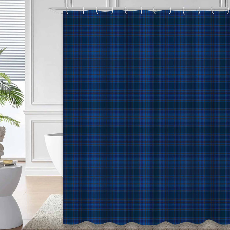 Rideau de douche tartan avec 12 crochets, 72" L x 72" W