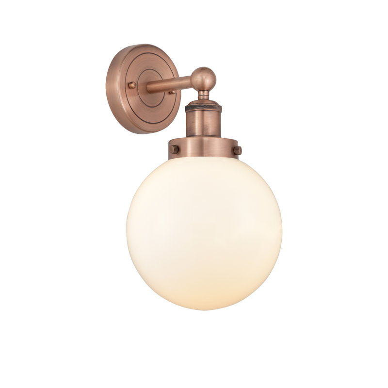 Chalkhill Armed Sconce, Matte White, Antique Copper