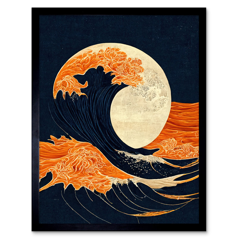 The Great Wave At Full Moon Japan Woodblock - Single Picture Frame Print