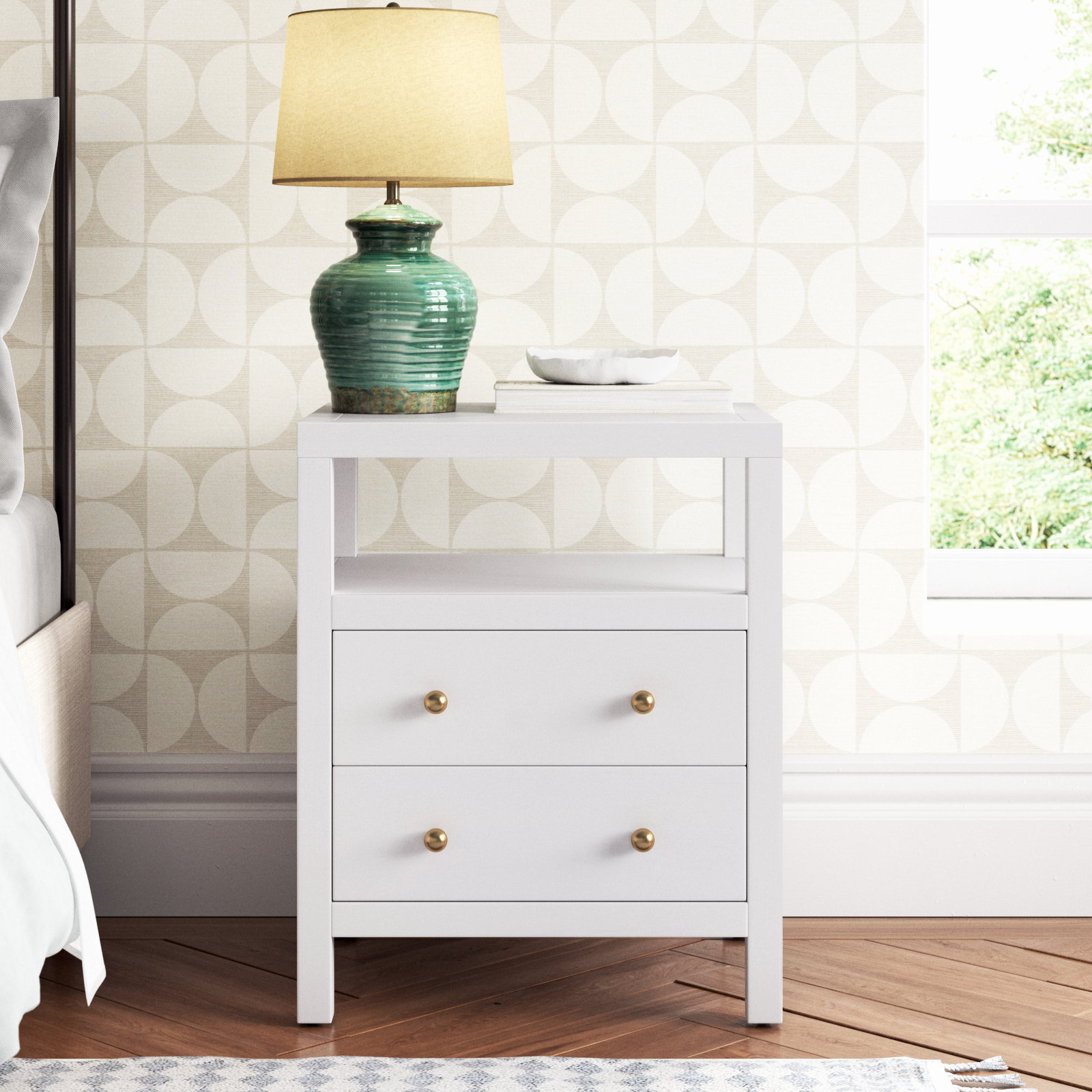Celine 21" Acacia Nightstand, Textured White