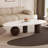 Faux Marble Modern White Coffee Table Three Legs Solid Wood Special Shape for Living Room-1674461719