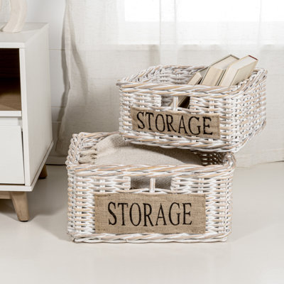 2 Piece Rattan General Basket Set