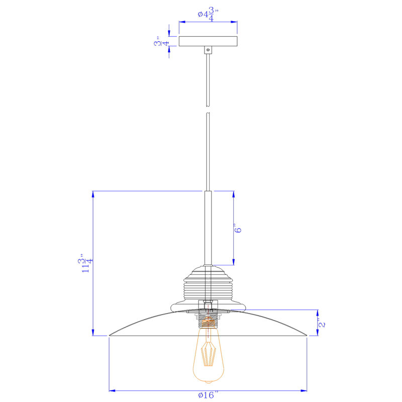 Luminaire suspendu en forme de dôme à 1 lumière Anesty