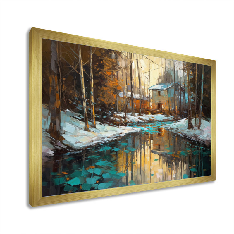 Wintery Forest I - Imprimé, Encadrement doré, H 16 po x l 32 po x P 1 po