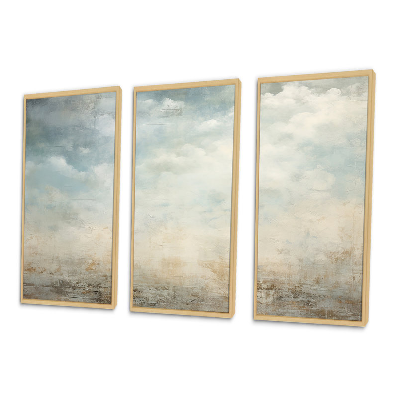 Elegant Sky Whispers VI - Ensemble de décoration murale ciel, H 40 po x l 60 po x P 1 po, Cadre naturel flottant