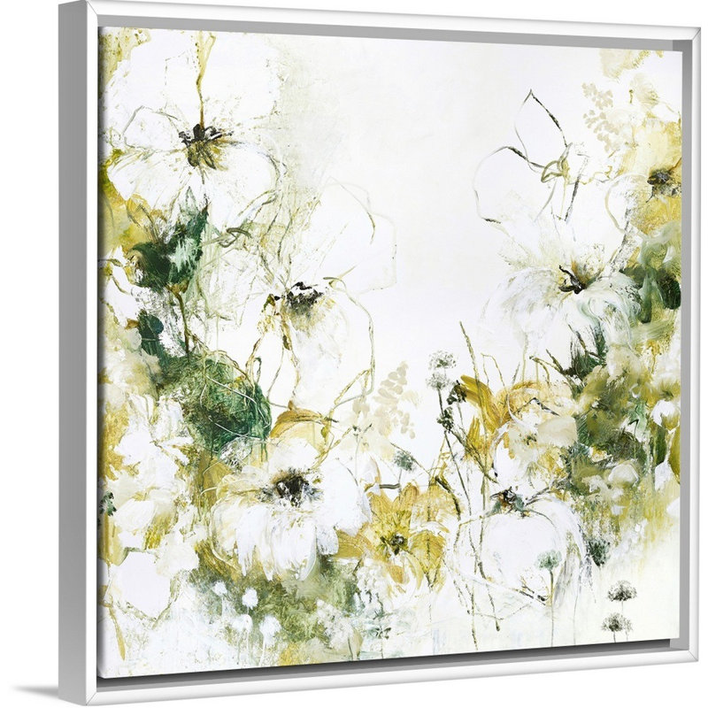 Flower Blush 3 - reproduction d'art, Toile blanche encadrée, H 22 po x l 22 po x P 1,75 po