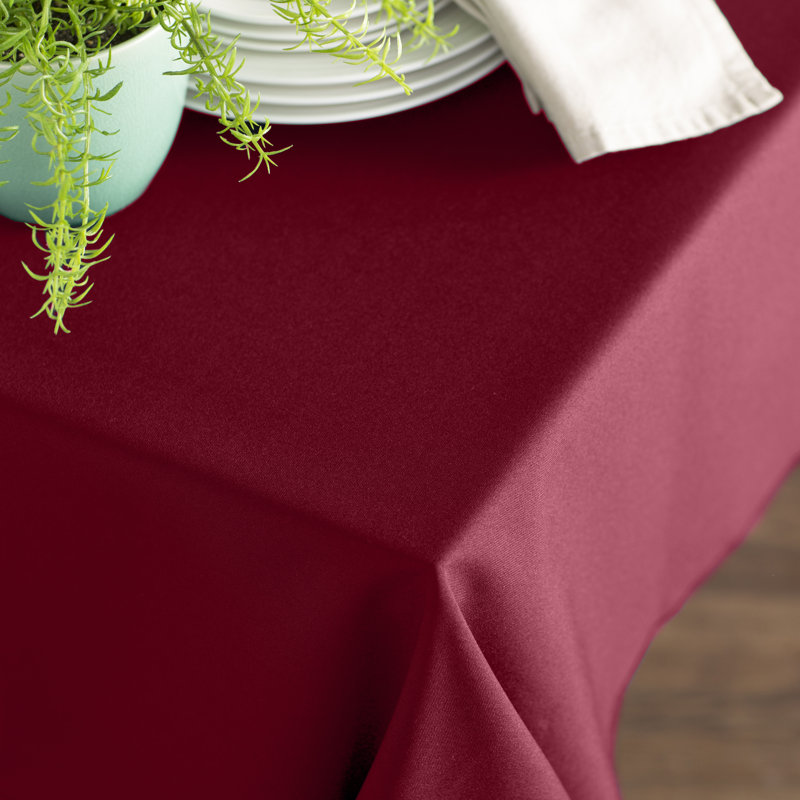Rectangular Stain-Resistant Polyester Tablecloth - Basics by Wayfair™, Cranberry, 126" x 60"