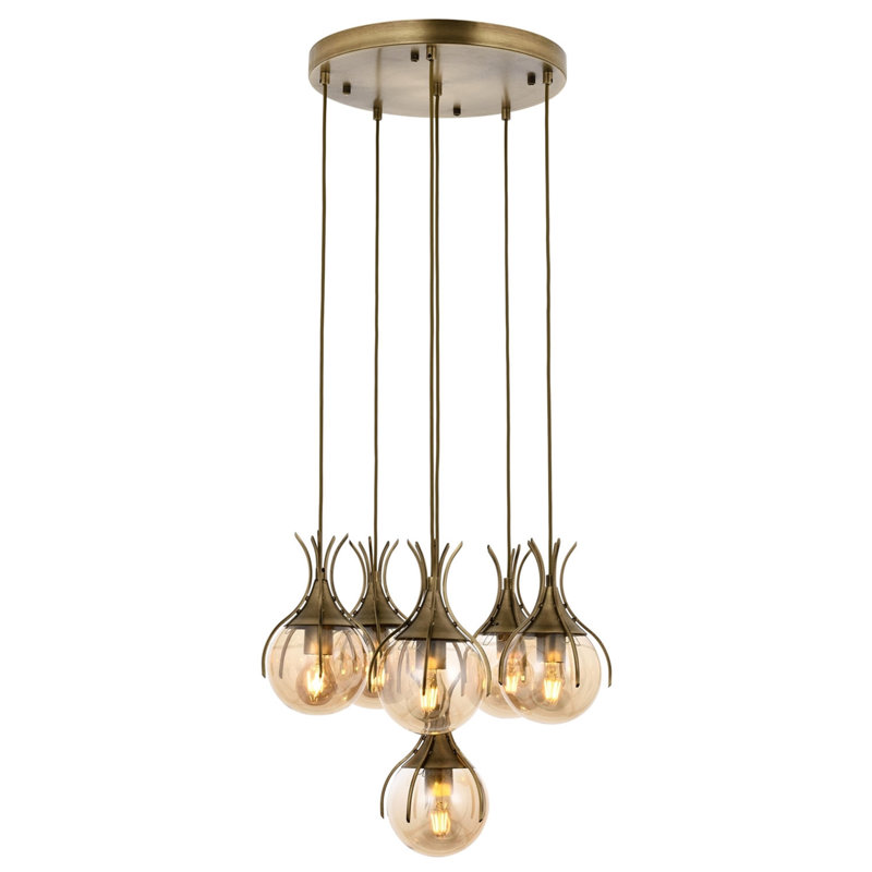 Modern Industrial Chandelier, Antiquation Metal Body, 19.7 in Length x 19.7 in Diameter | 6 x E27 Sockets (Max 6W) | IP20 Rated, Perfect for Glamorous Home Decor & Novelty Lighting Solutions