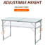 Table pliante 47 po pour camping - Hauteur réglable, légère, portable, maison, garage, espaces de pique-nique, pique-nique léger et robuste, tâches intérieures