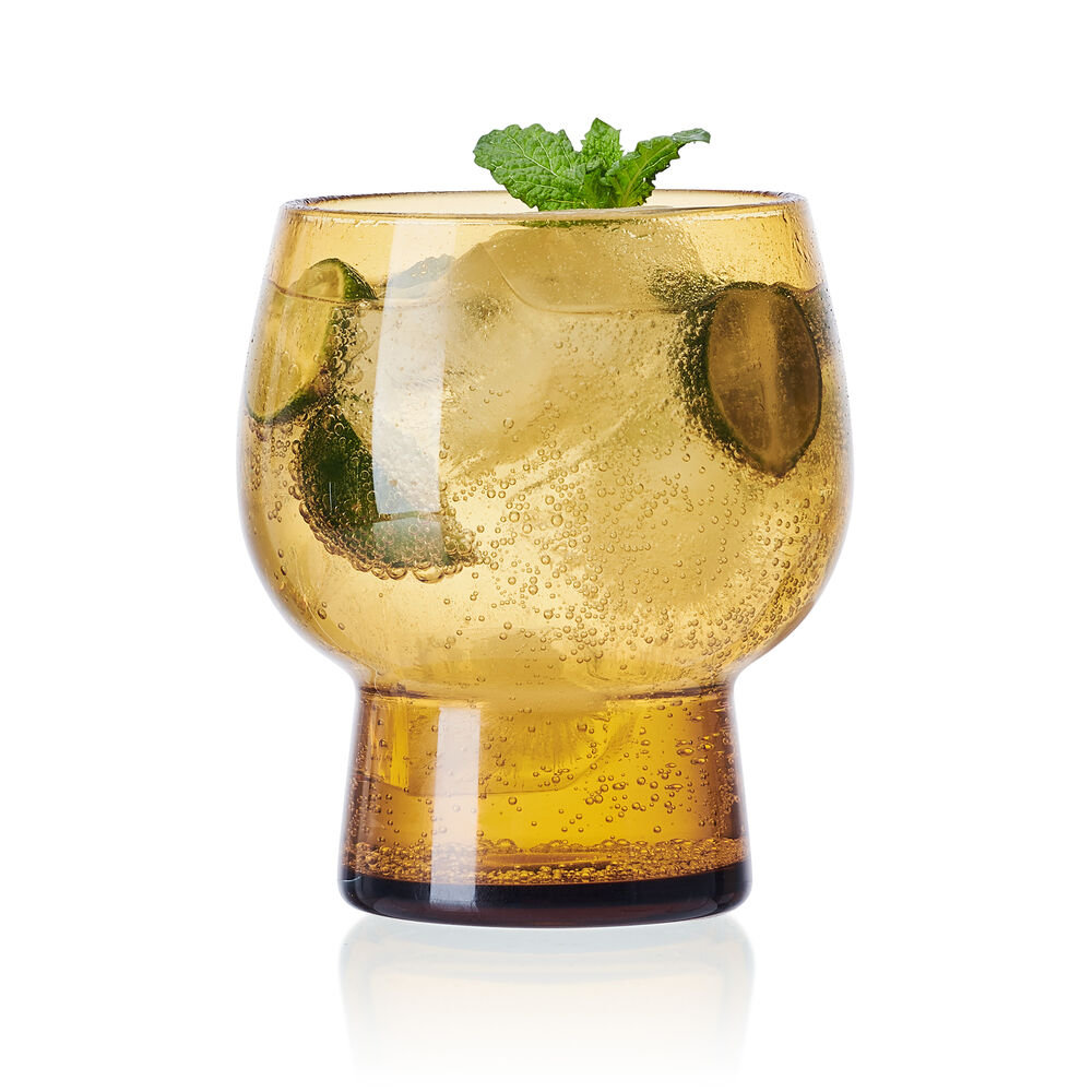 Phoebe 14 oz. Double Old Fashions Glasses, Amber