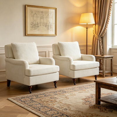 Fauteuil d'appoint en bois rembourré English Classic
