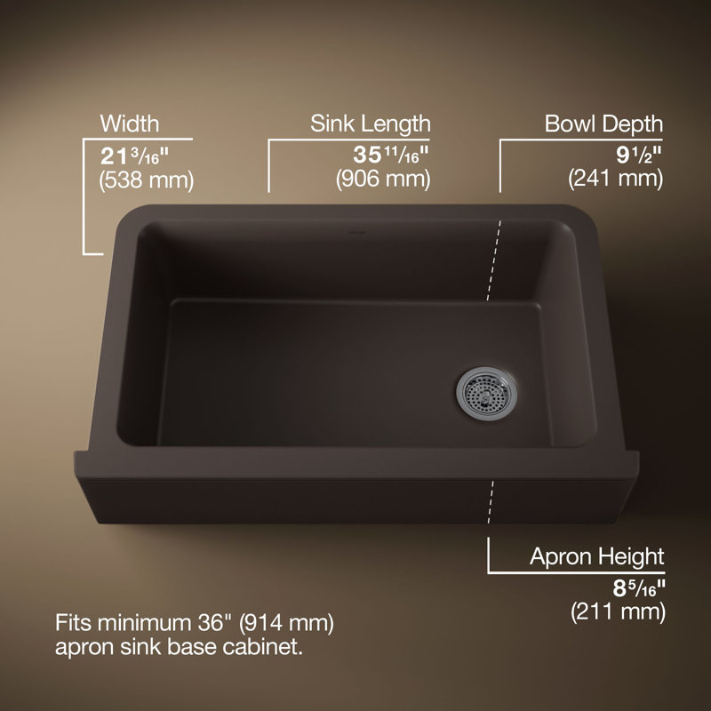 Cairn Undermount Single-Bowl Farmhouse Kitchen Sink, Matte Brown, Glossy