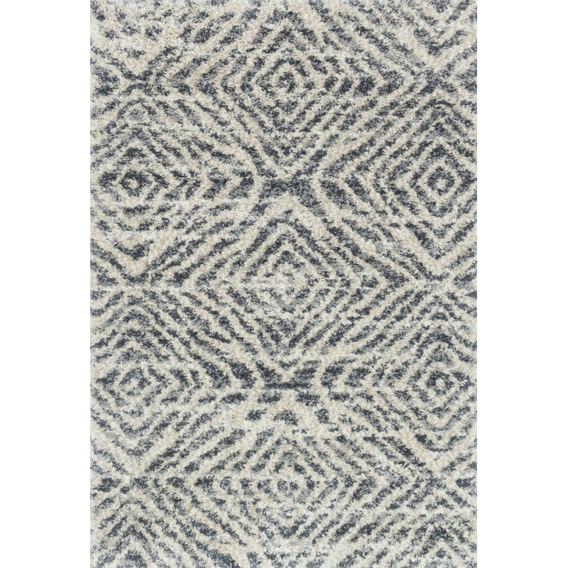 Tapis gris à motif géométrique Hico, Rectangle 2 pi 3 po x 4 pi