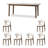 6 - Person White Rectangular Solid Wood Sintered Stone Tabletop Dining Table Set-1268338136