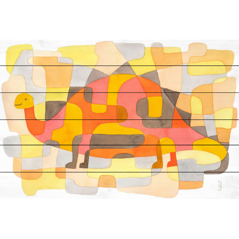 «Dinosaur 2», reproduction d'art, H 12 po x l 18 po, Bois blanc