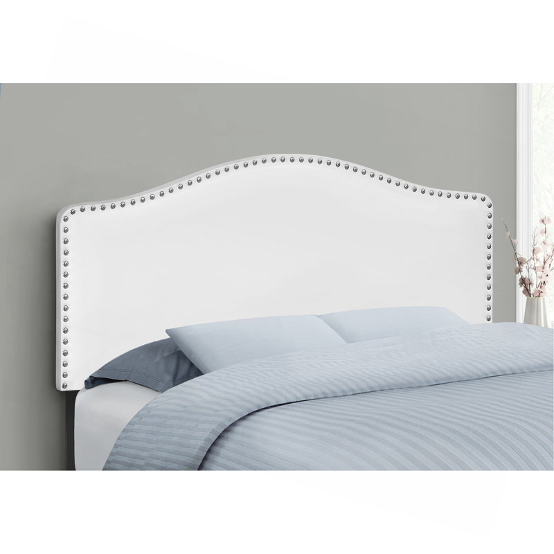 Lit, tête de lit seulement, lit double, chambre à coucher, revêtement, aspect cuir, transitionnel, Lit double, Blanc