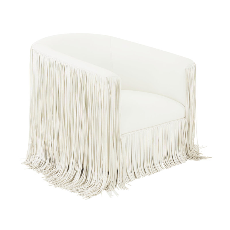 Faux Leather Armchair, Ivory