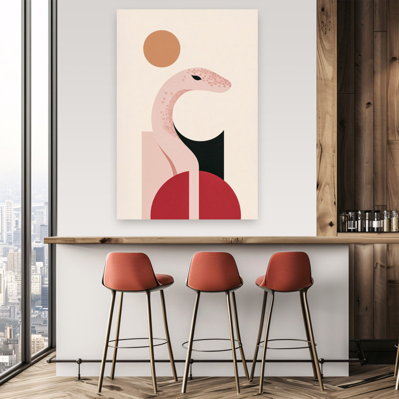 Geometric Desert Snake Abstract Elegant Geometric Snake Wildlife Landscape Wall Art Print by Pictufy Studio IV - Wrapped Canvas Print