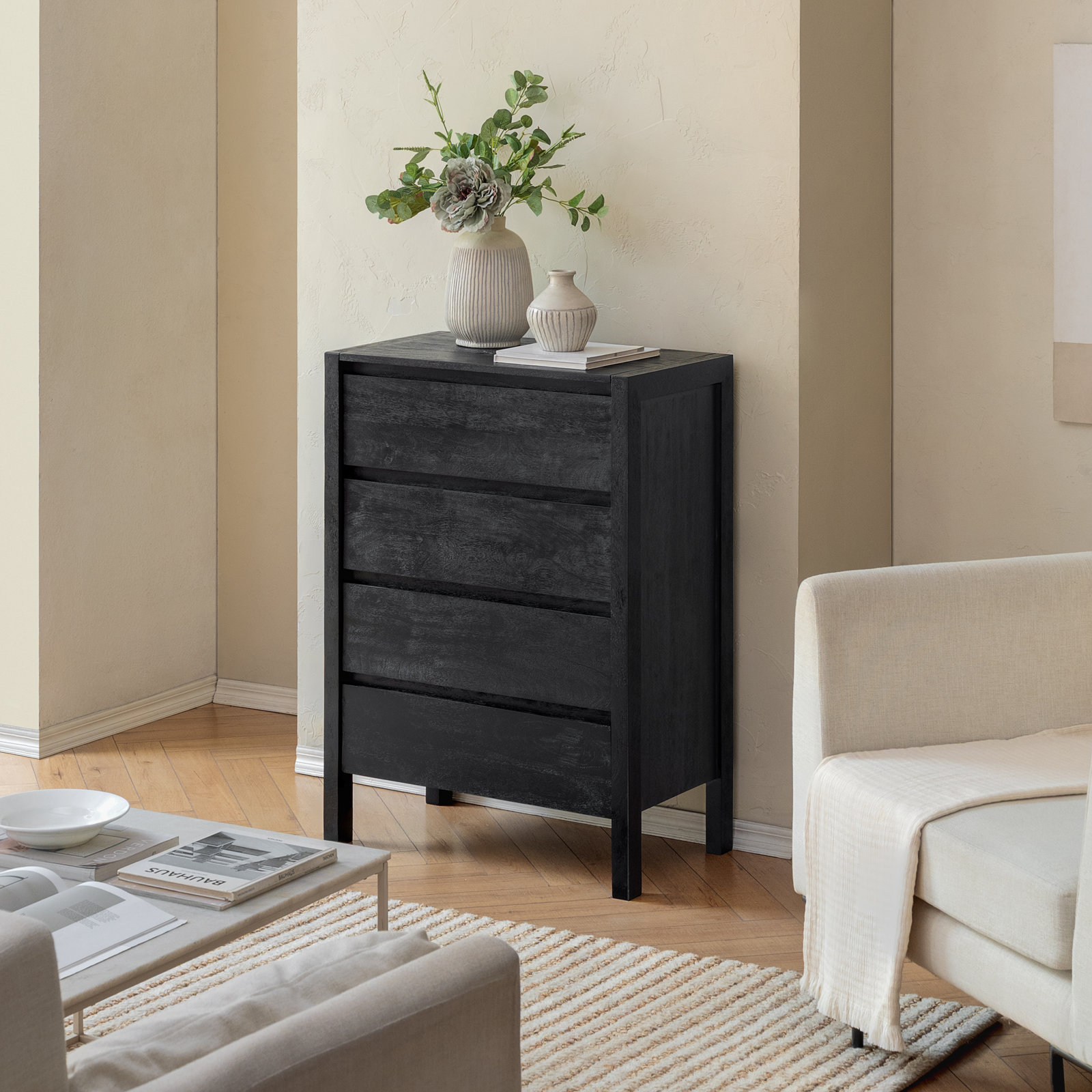 Stills Solid Wood Dresser and Chest, Black