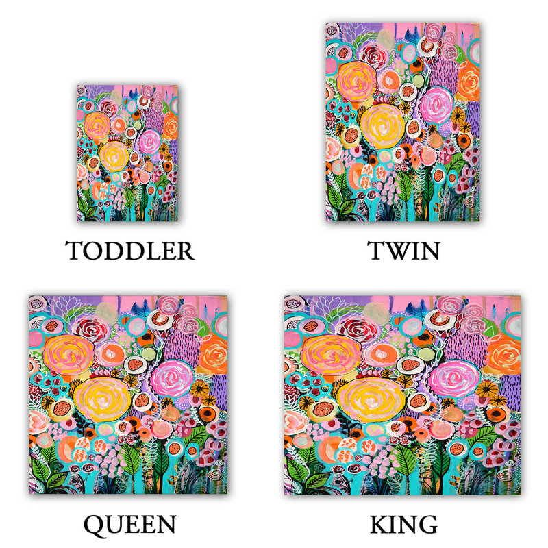 Polyester Floral Duvet Cover, 1 Queen Duvet Cover + 2 Standard Shams