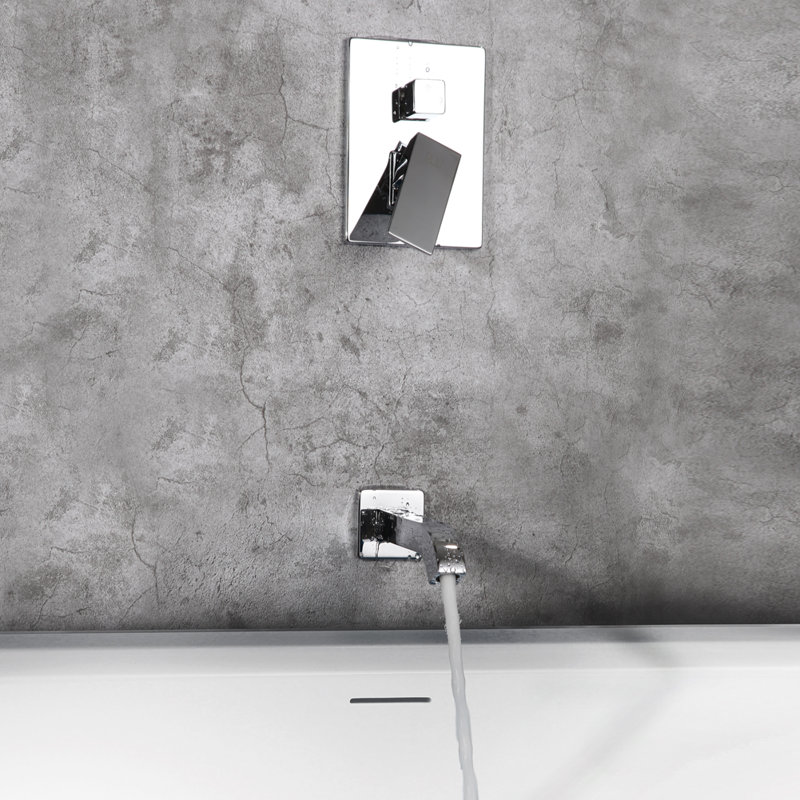 Bathroom Shower Faucet System. Rainfall Shower Faucet with Tub Spout and Handheld Showerhead, Chrome