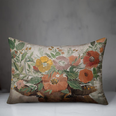 Floral Outdoor Reversible Throw Pillow
