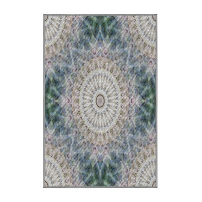 Tapis vert/blanc tissé à la machine