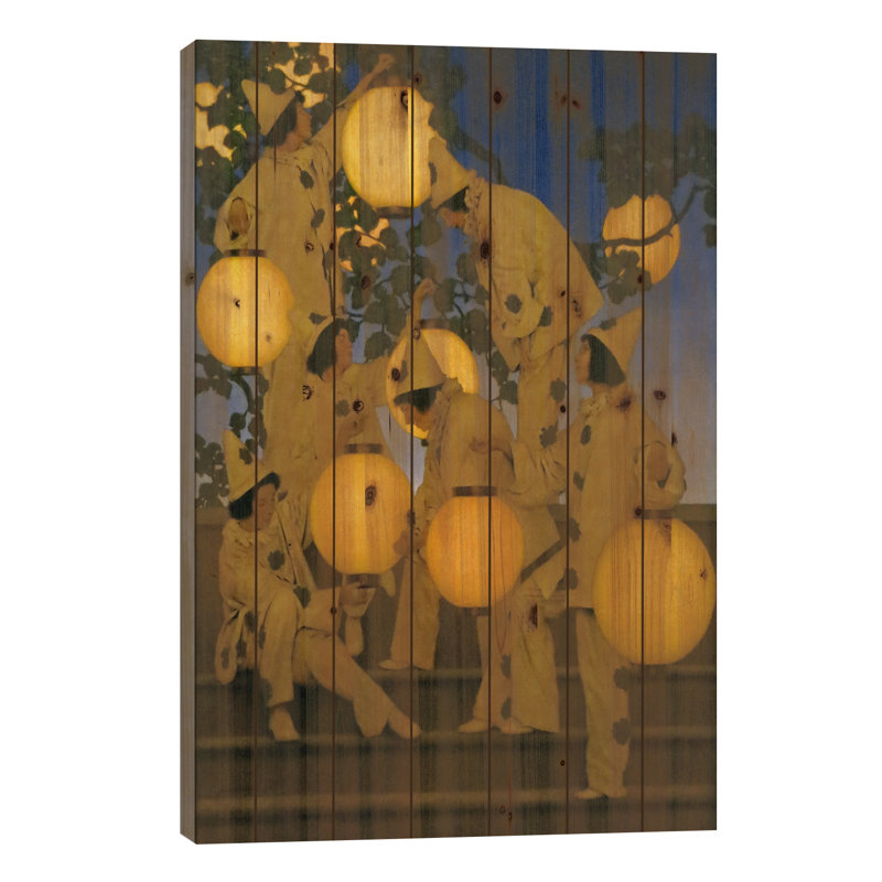 «The Lantern Bearers On Wood» par Maxfield Parrish, impression graphique, H 26 po x l 18 po x P 1,5 po