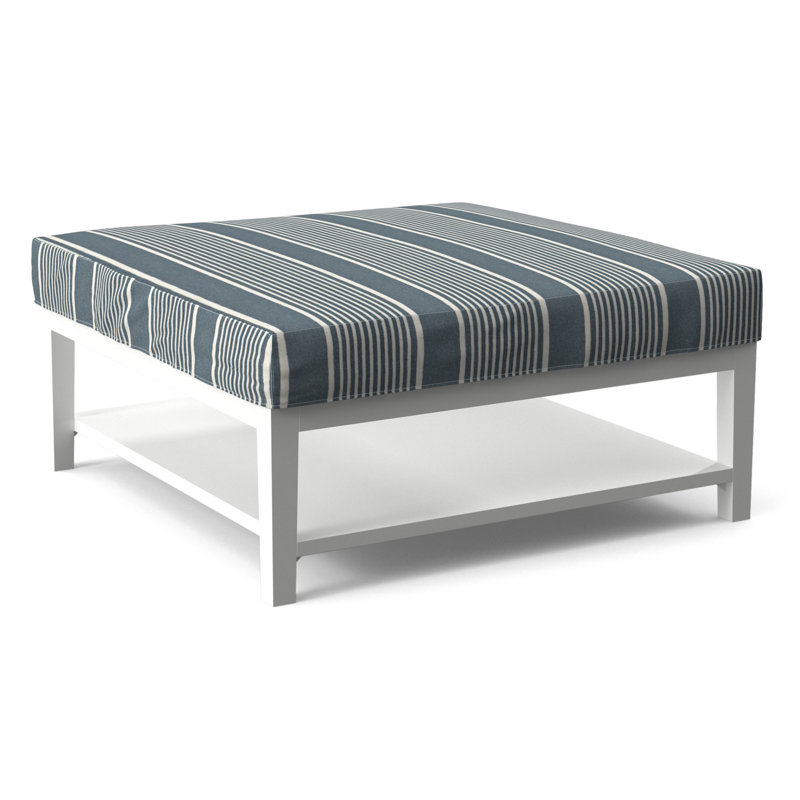 Hammond Square Ottoman, Snow Crypton Performance; 0884-91, Frost White Finish