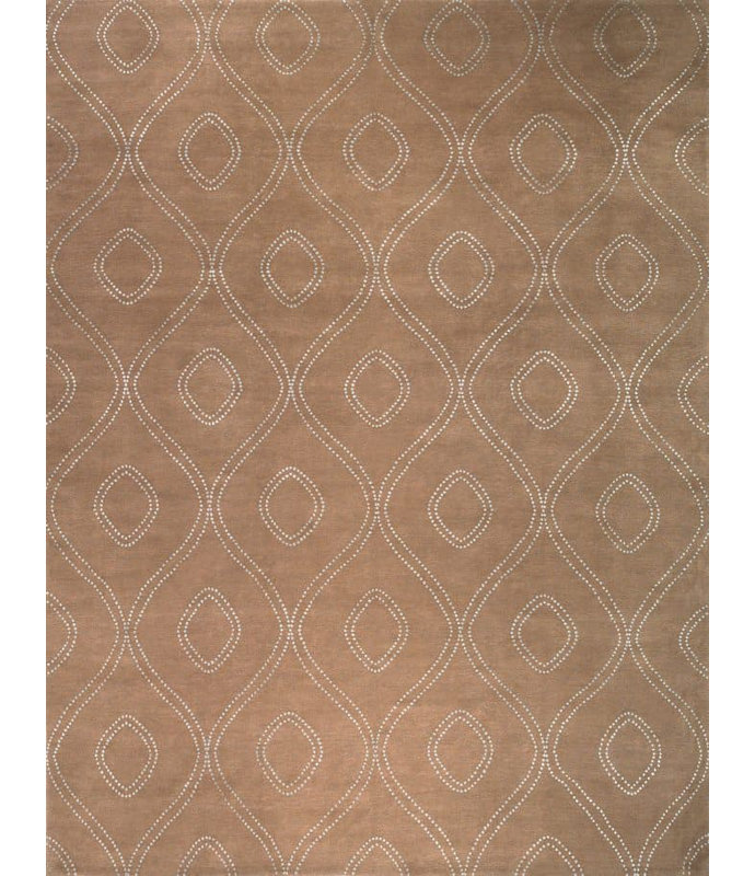 Classic Hand Knotted Geometric Area Rug, Rectangle 10' x 14'