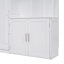 Lit escamotable double avec plusieurs tablettes de rangement et une armoire, blanc