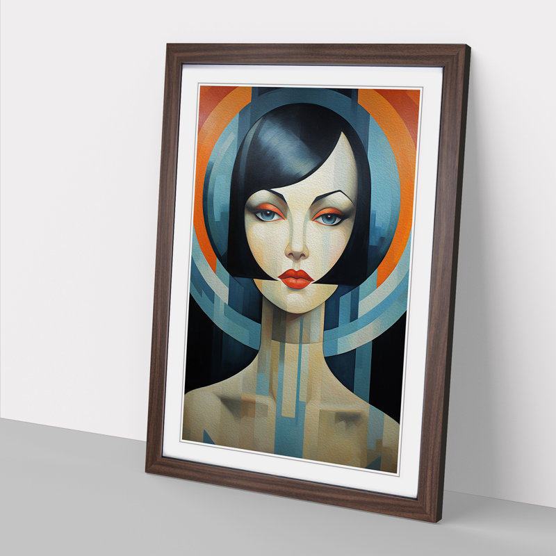 Single Picture Frame Print on Wood, 64cm H x 46cm W, Walnut Framed