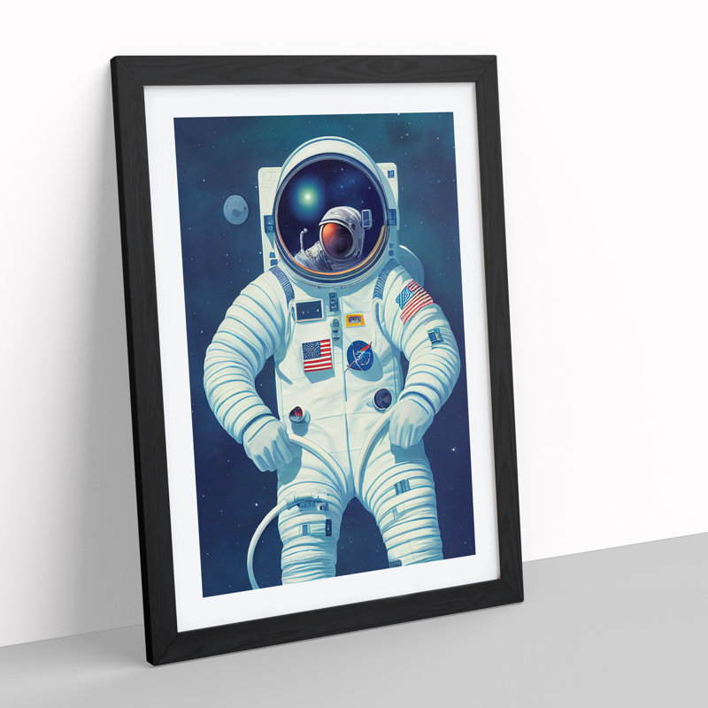 Astronaut In Space No.1 - Single Picture Frame Print, 64cm H x 46cm W x 2cm D, Black Framed