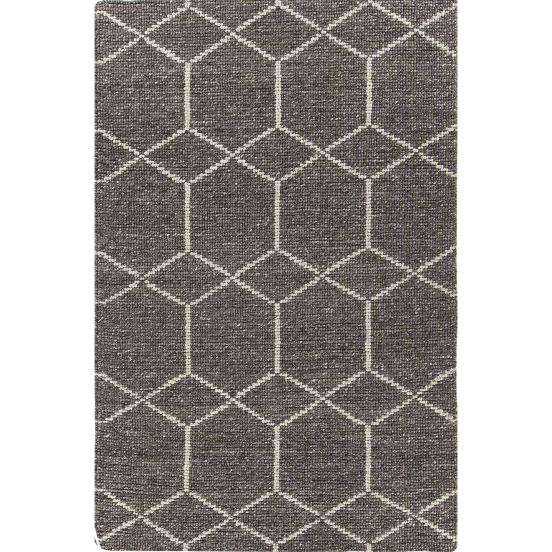 Tapis de zone grise tissé à la main Saltzman, Rectangle 5 pi x 7 pi 6 po