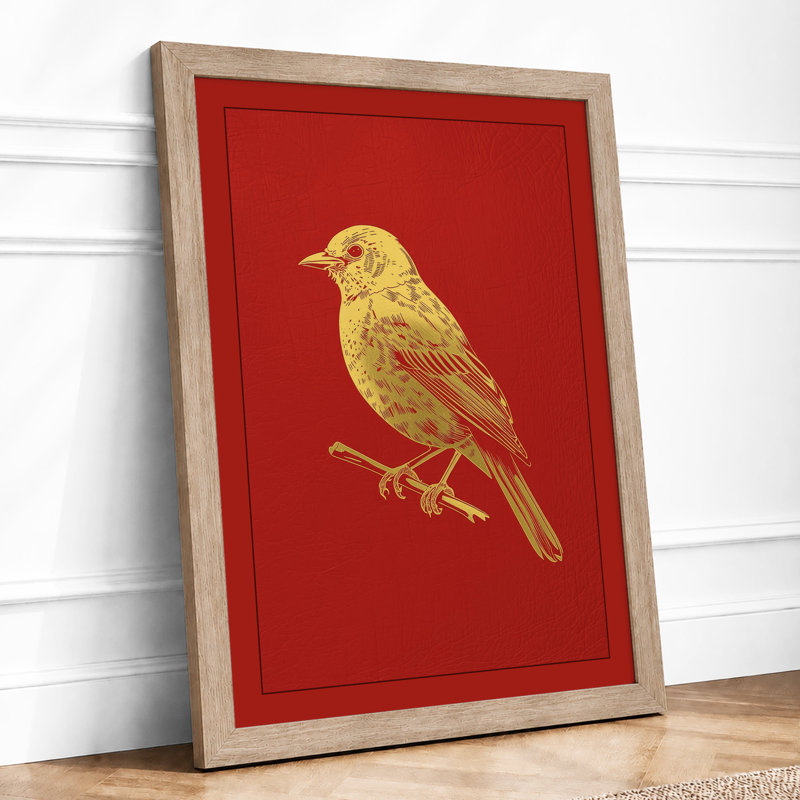 Gilded Songbird Art Deco - Framed Print, A1 - 84.1 x 59.4 cm, Oak