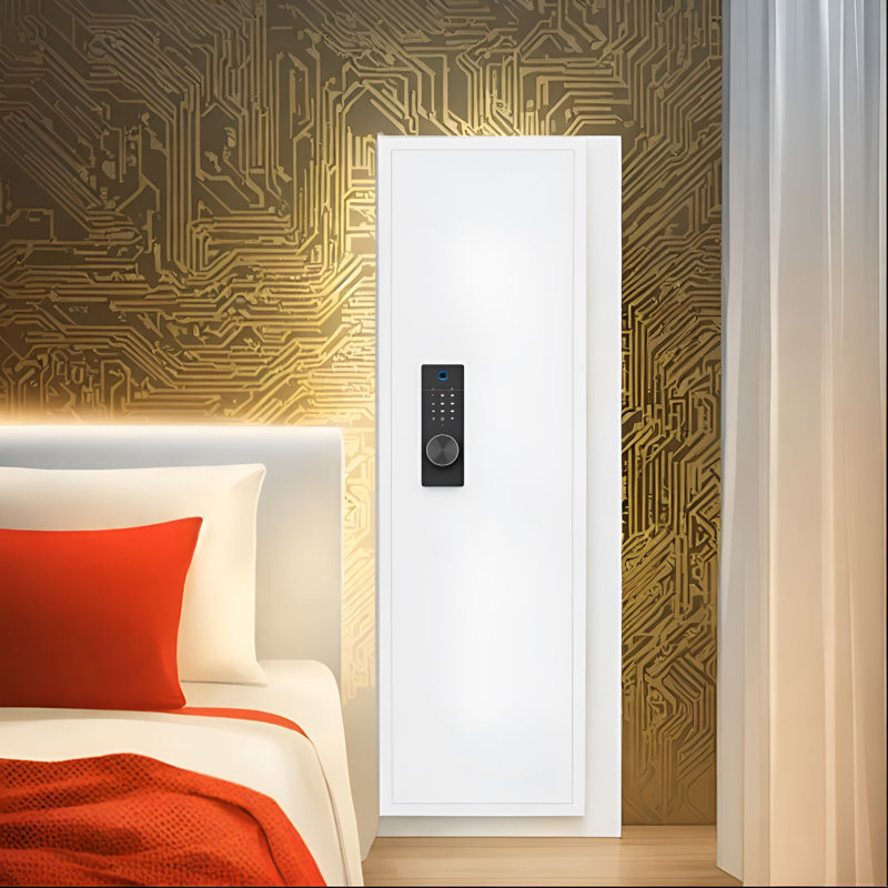 Coffre-fort mural pour armes à feu avec écran tactile Passwod, Blanc, H 53 po x l 15,70 po x P 4 po