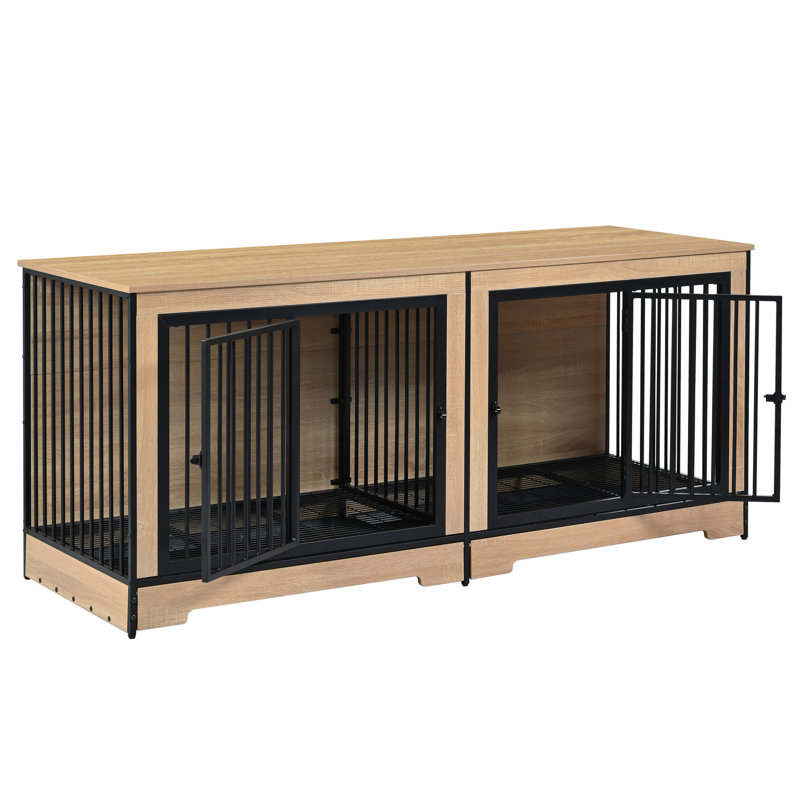 Cage pour chien Xl avec deux pièces, plateau pour un nettoyage facile, meubles à cage et à cage de taille moyenne, conception mordante