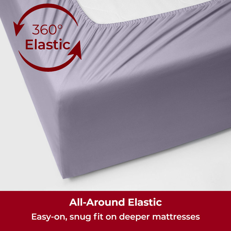 Ensemble de draps Mellanni 1800, Lavande, Ensemble de draps très grand californien avec 2 t