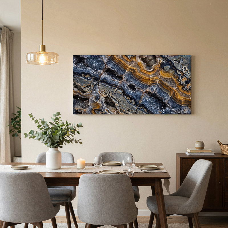 «Layered Brown and Grey Agate», art mural sur toile, L 40 po x H 20 po