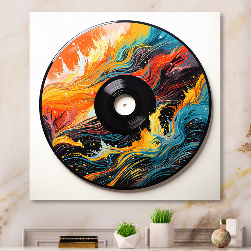 Vinyl Record Vinyl Vibrations - Music Metal Wall Decor, H 29 po x l 29 po x P 1 po