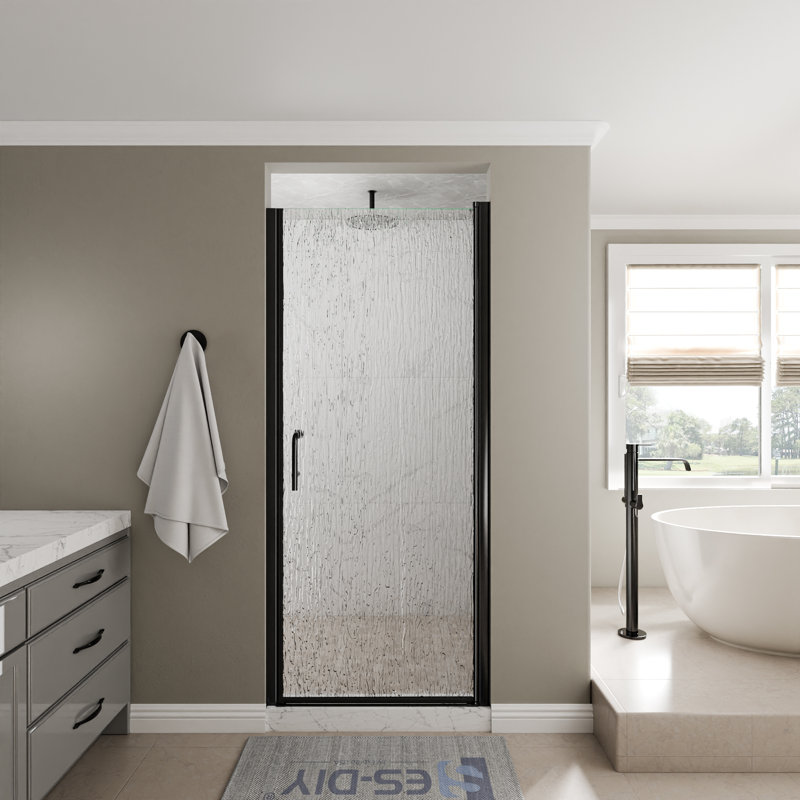 34 à 36 po X P 72 po H Porte de douche pivotante en verre sans cadre Verre trempé certifié SGCC