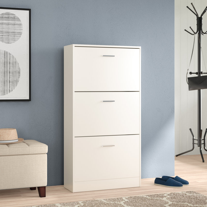 18 Pair Shoe Storage Cabinet, White