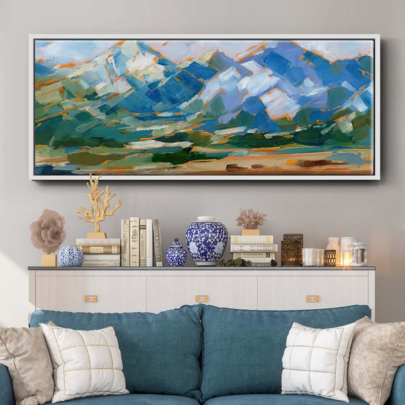 Blue Mountain Peaks II - toile encadrée, H 20 po x l 50 po x P 1,5 po, Blanc
