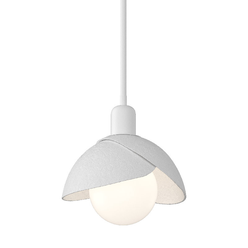 Brooklyn 1 - Light Single Geometric Art Glass Pendant, White, White