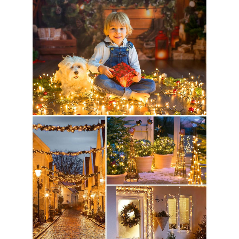 40 Ft 100 Led Christmas Solar String Lights With 8 Lighting Modes
