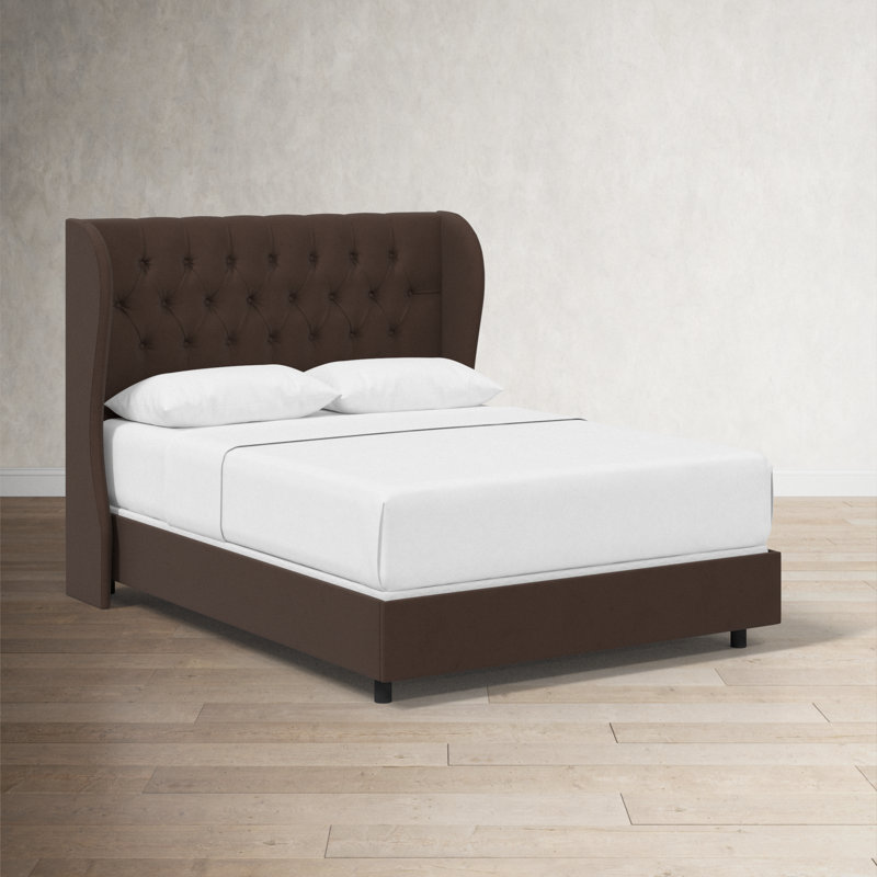 Tomey Upholstered Wingback Bed, California King, Classic Chocolate Velvet
